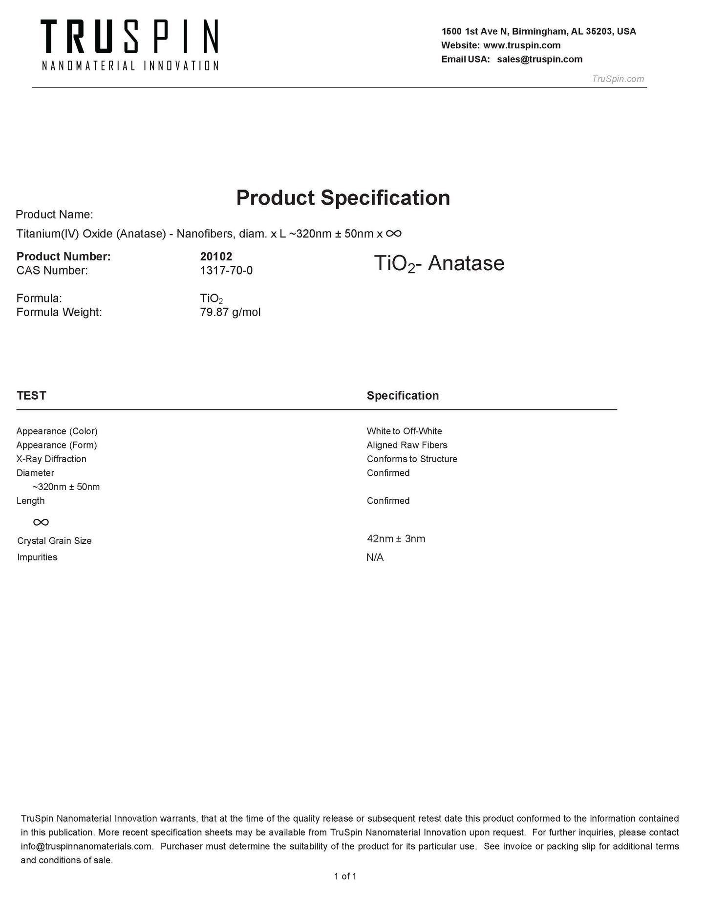 Titanium (IV) Oxide (Anatase)
